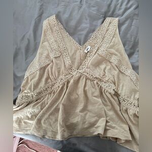 Aerie Cream Lace Trim Chemise